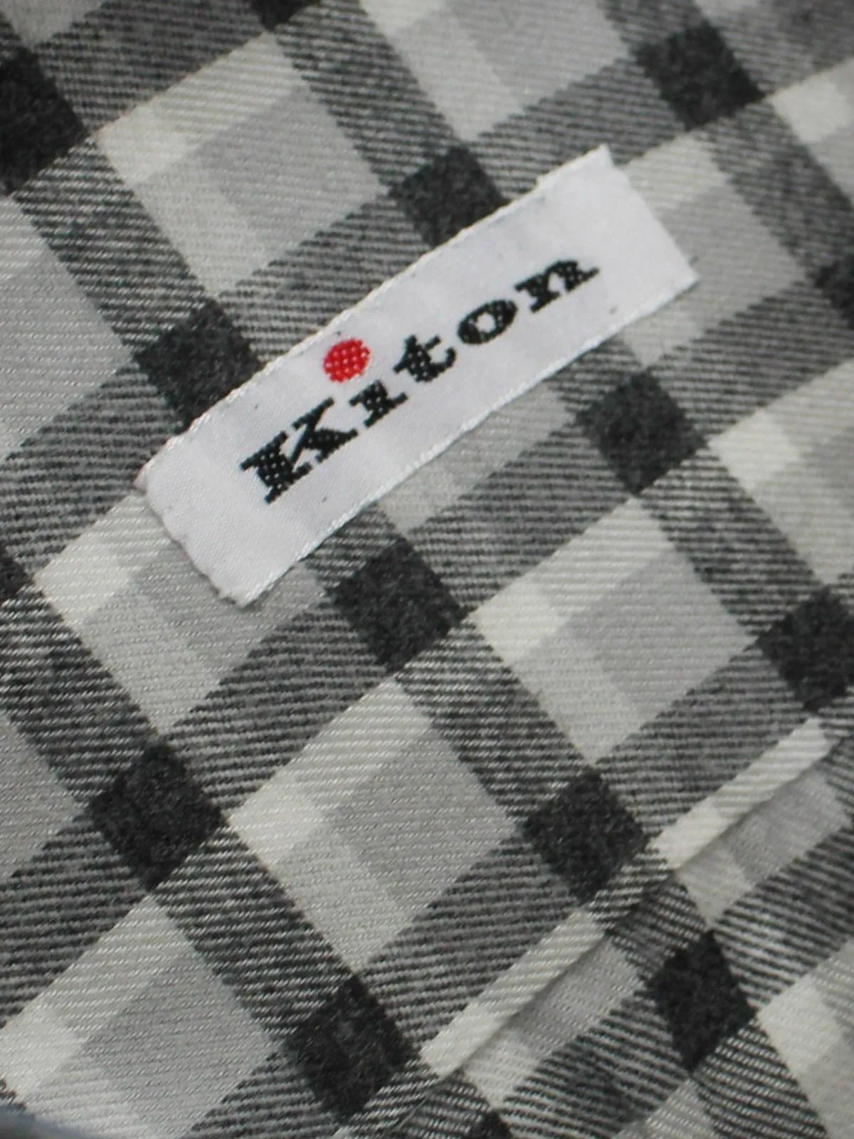 Kiton Sport Shirt Gray Check Flannel Cotton - Sartorial 40 - 15 3/4 SALE