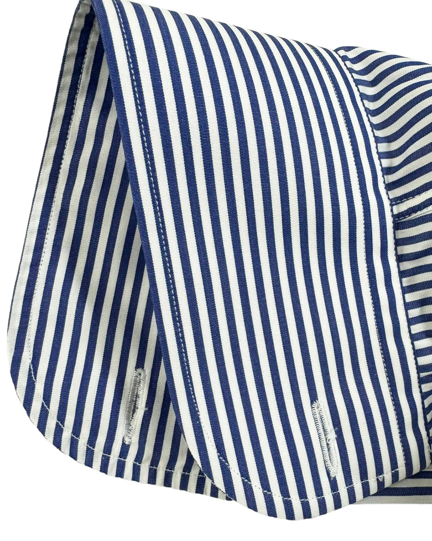 Lardini Dress Shirt White Navy Stripes French Cuffs 44 - 17 1/2