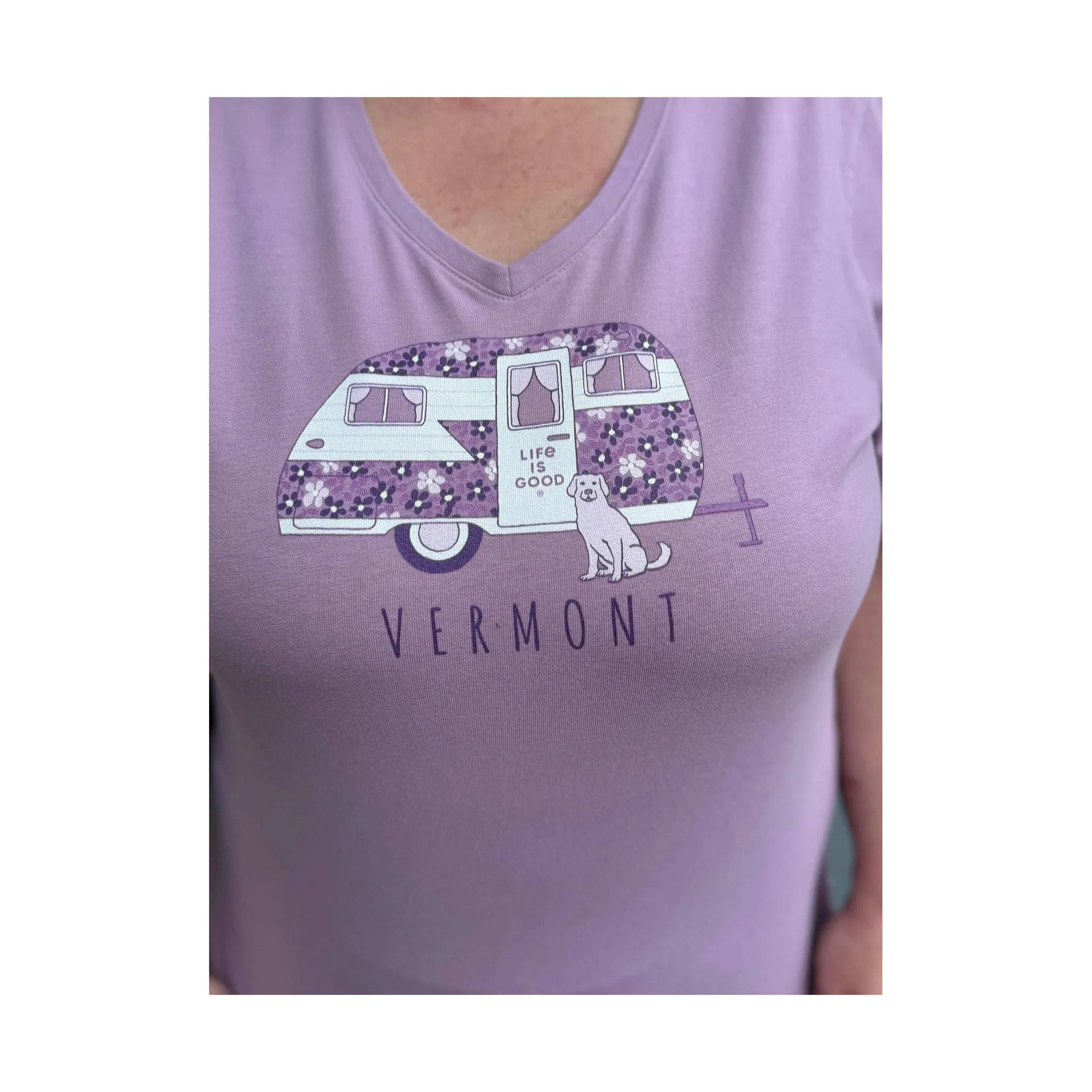 Life Is Good Women's Vermont Exclusive Camper Tee - Violet Purple