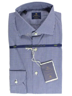 Luigi Borrelli Dress Shirt White Navy Mini Check 40 - 15 3/4 Royal Collection SALE