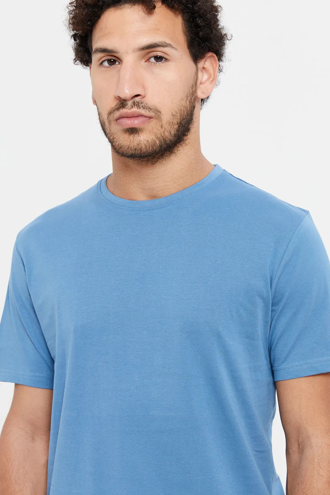 Men Blue Round Neck T-Shirt