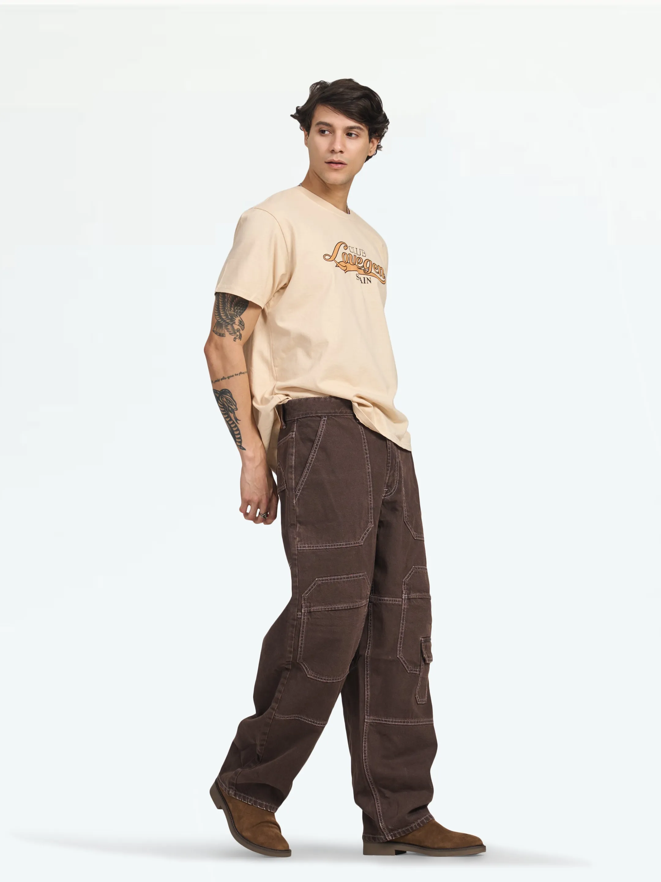 Men's Beige Oversize Tee