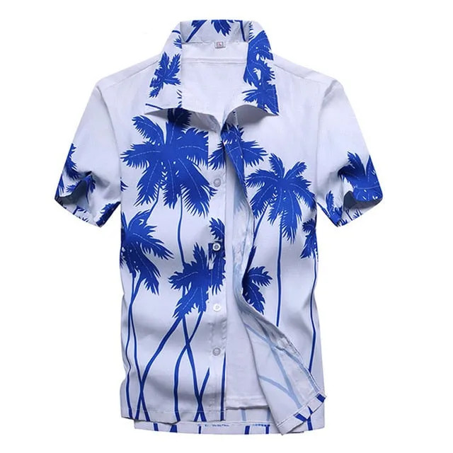 Mens Summer Beach Hawaiian Short Sleeve Floral Shirt