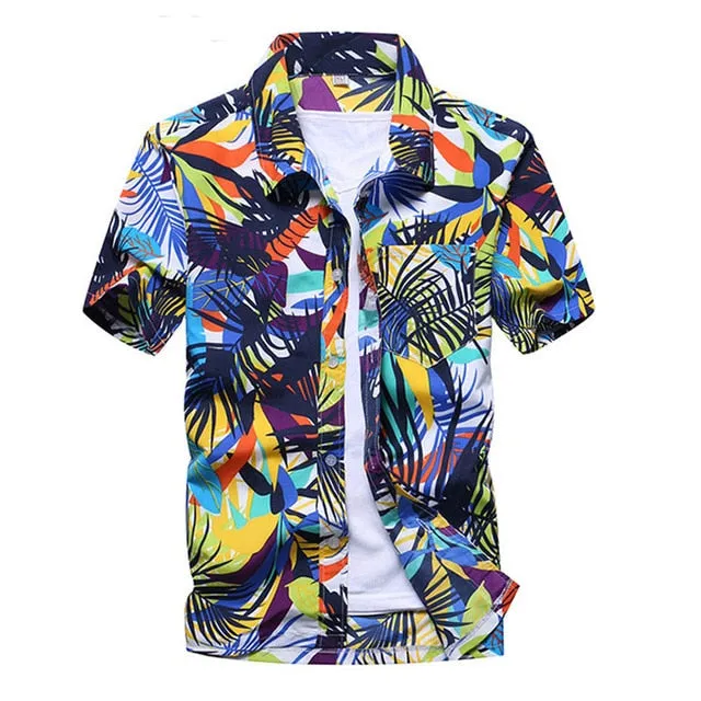 Mens Summer Beach Hawaiian Short Sleeve Floral Shirt