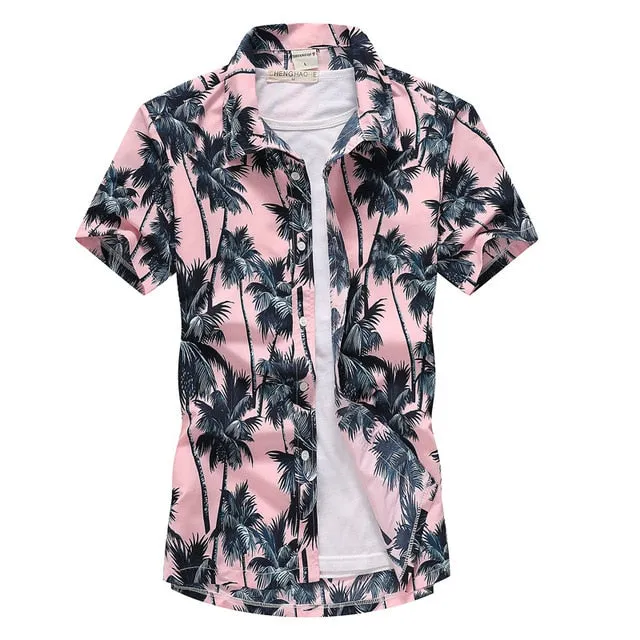 Mens Summer Beach Hawaiian Short Sleeve Floral Shirt