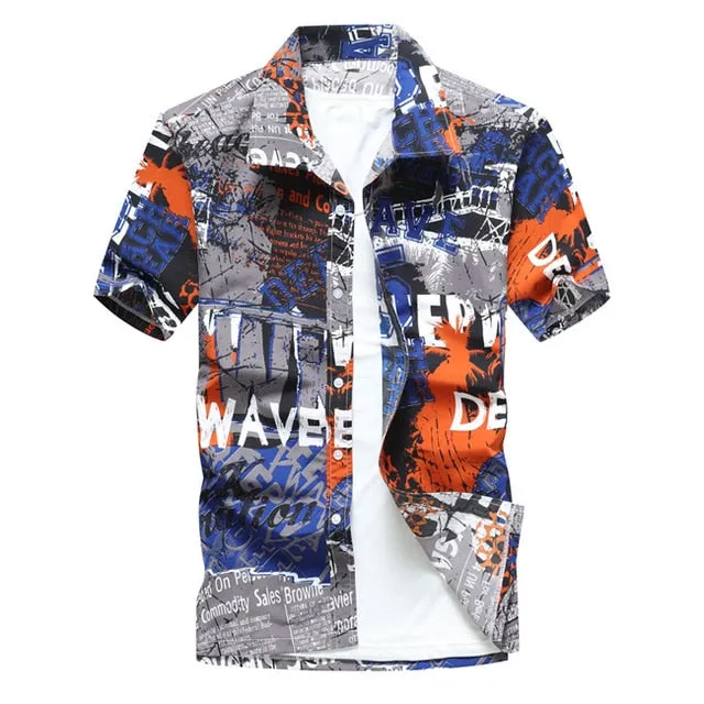 Mens Summer Beach Hawaiian Short Sleeve Floral Shirt