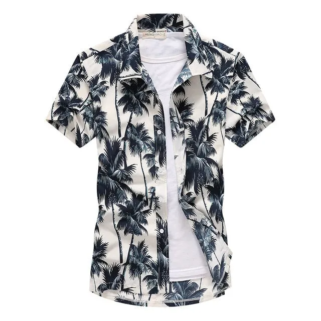 Mens Summer Beach Hawaiian Short Sleeve Floral Shirt