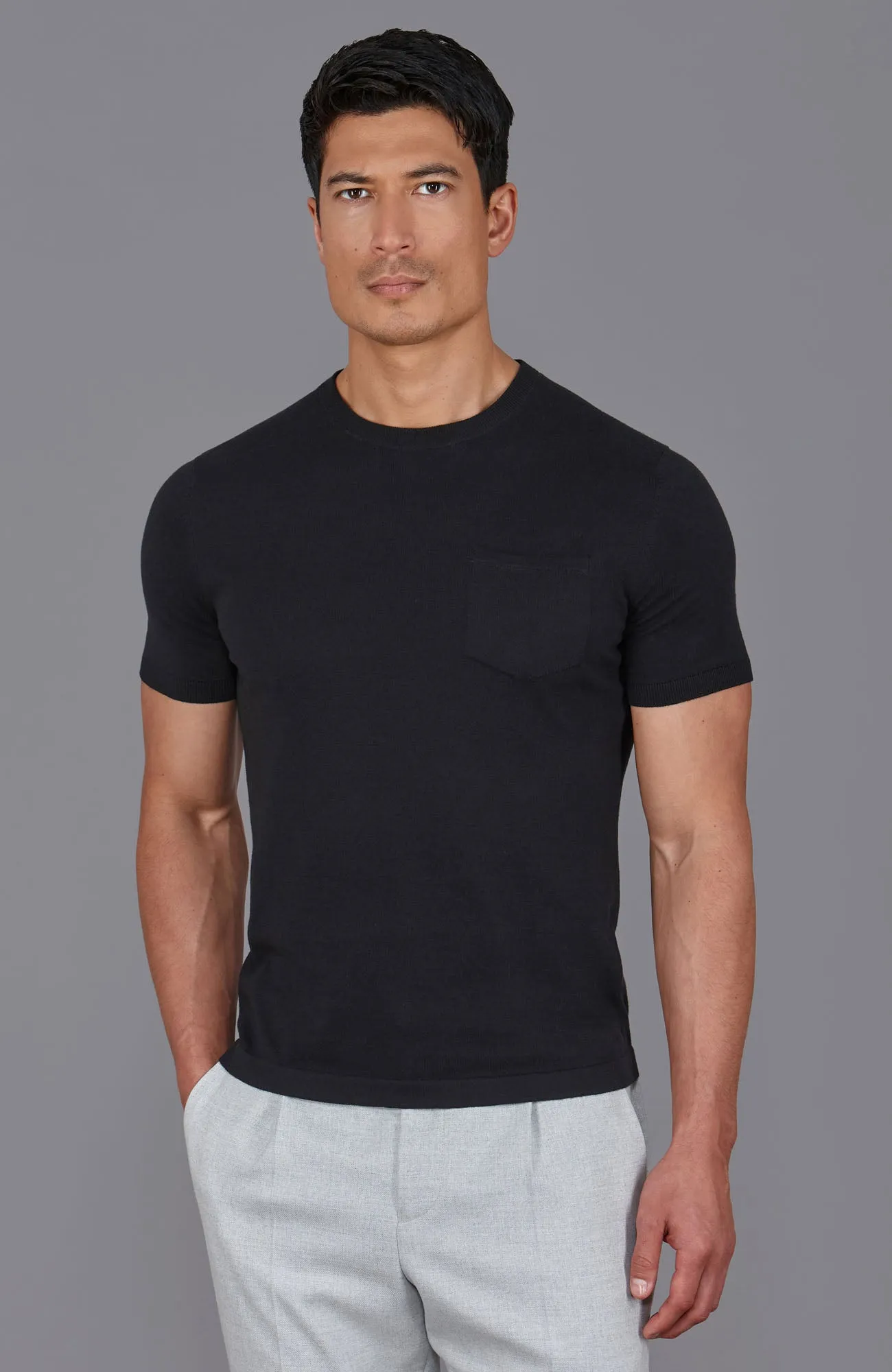 Mens Ultra Fine Cotton Knitted Pocket T-Shirt