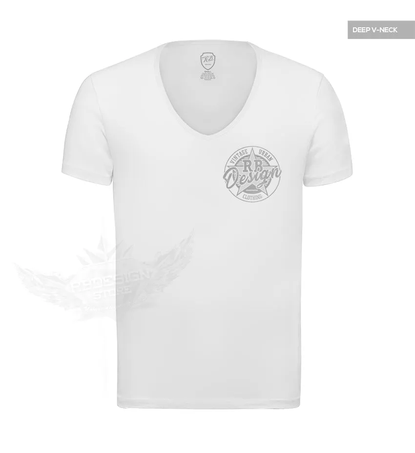 Mens White T-shirt RB Design Pocket Style GRAY MD874G