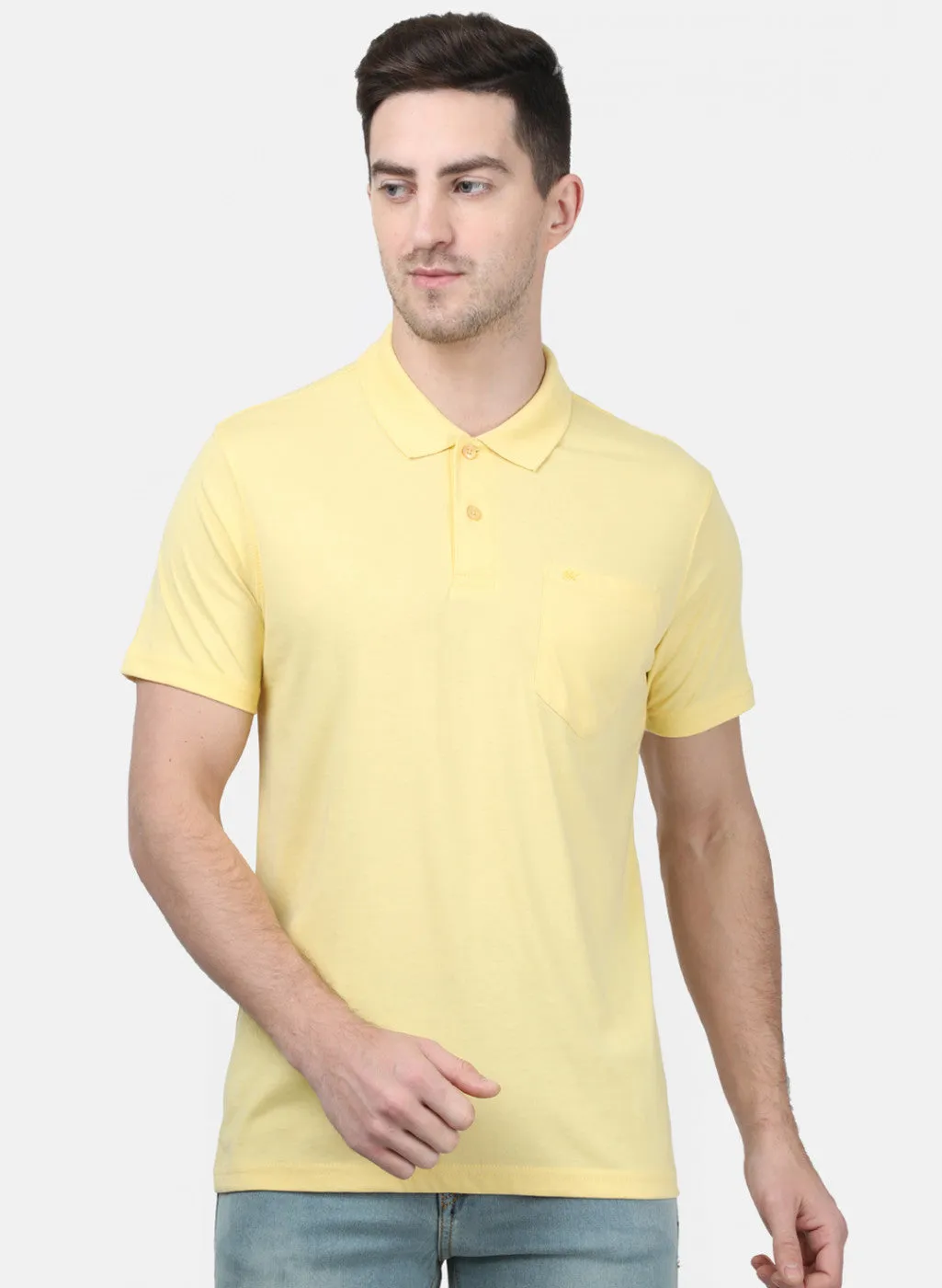 Mens Yellow Plain T-Shirts