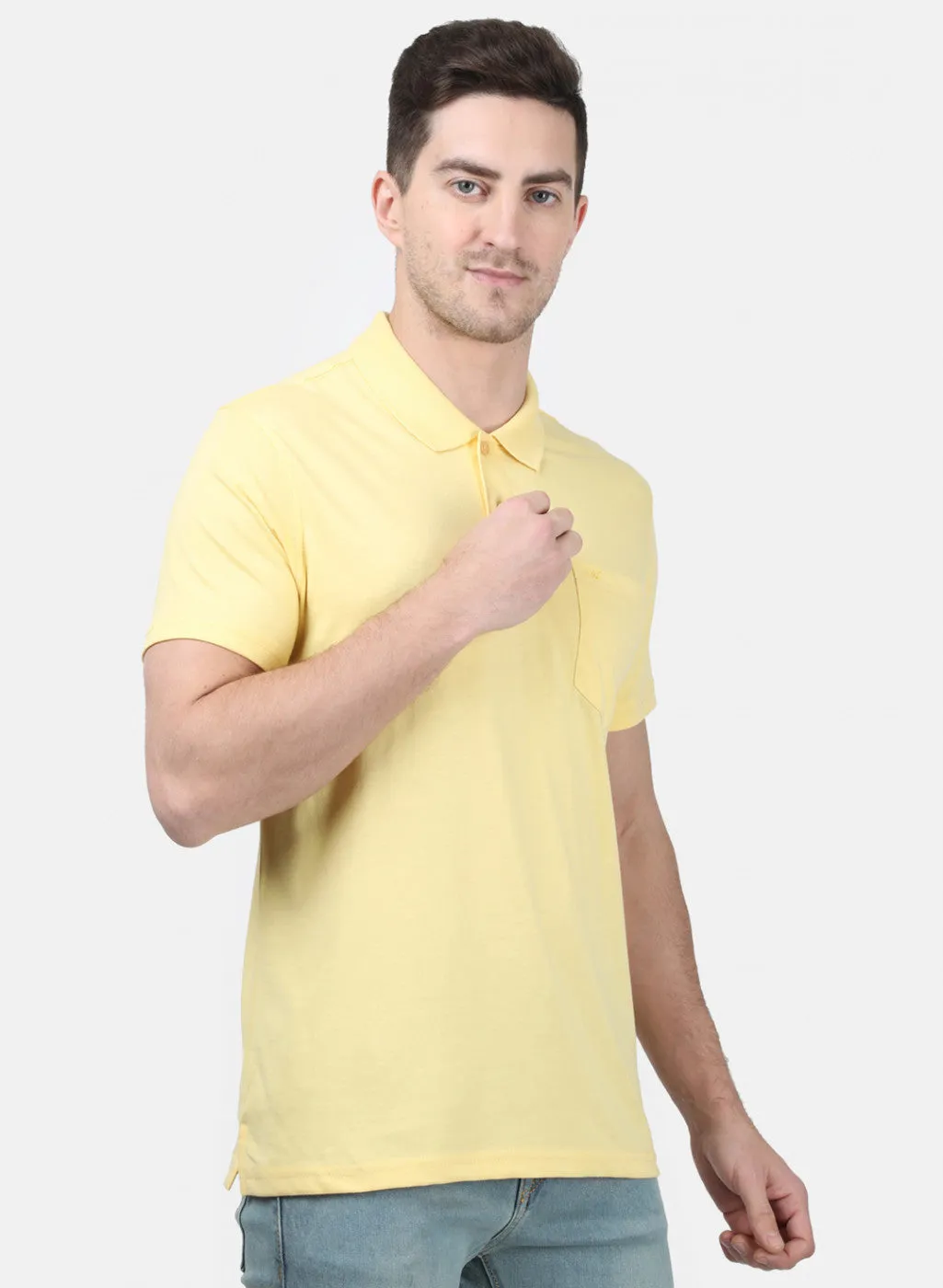 Mens Yellow Plain T-Shirts