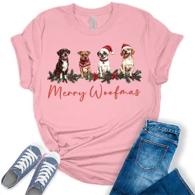 Merry Woofmas Cute Christmas Dog Shirt Festive Holiday Graphic Tees