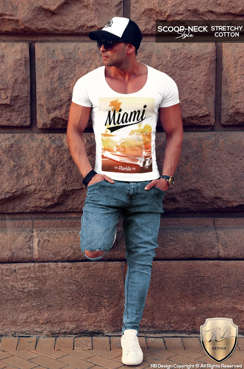 Miami Men's T-shirt Ocean Drive Old Cadillac Summer Sunshine Tank Top MD492