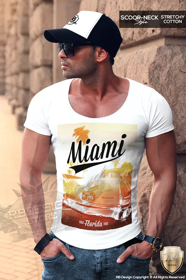 Miami Men's T-shirt Ocean Drive Old Cadillac Summer Sunshine Tank Top MD492