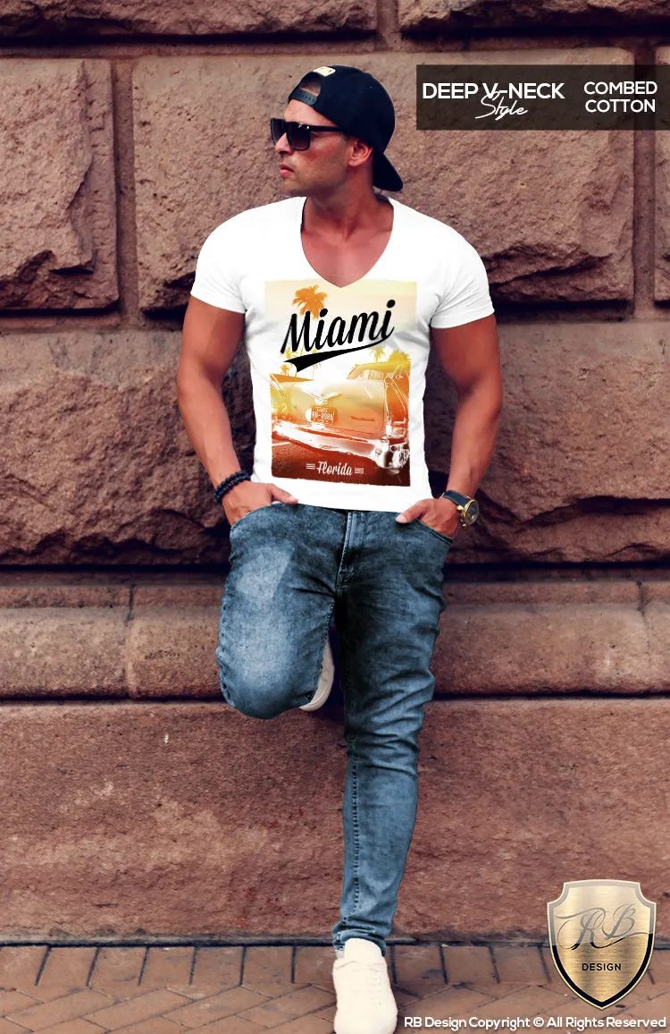 Miami Men's T-shirt Ocean Drive Old Cadillac Summer Sunshine Tank Top MD492