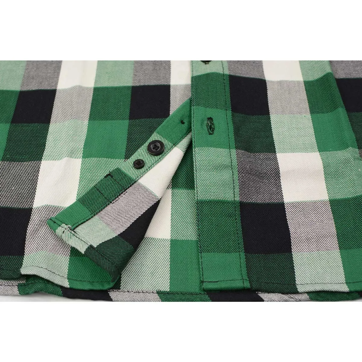 Milwaukee Leather Men's Flannel Plaid Shirt Green and White Long