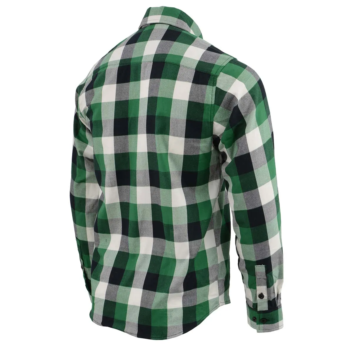 Milwaukee Leather Men's Flannel Plaid Shirt Green and White Long