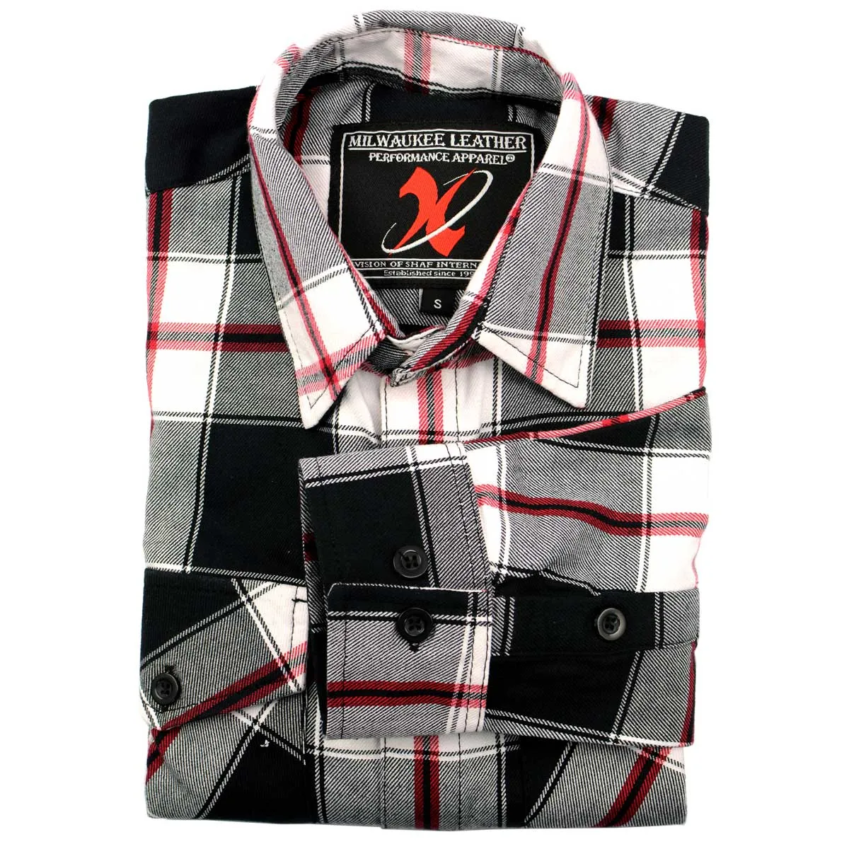 Milwaukee Leather MNG11625 Men's Flannel Plaid Black and White with