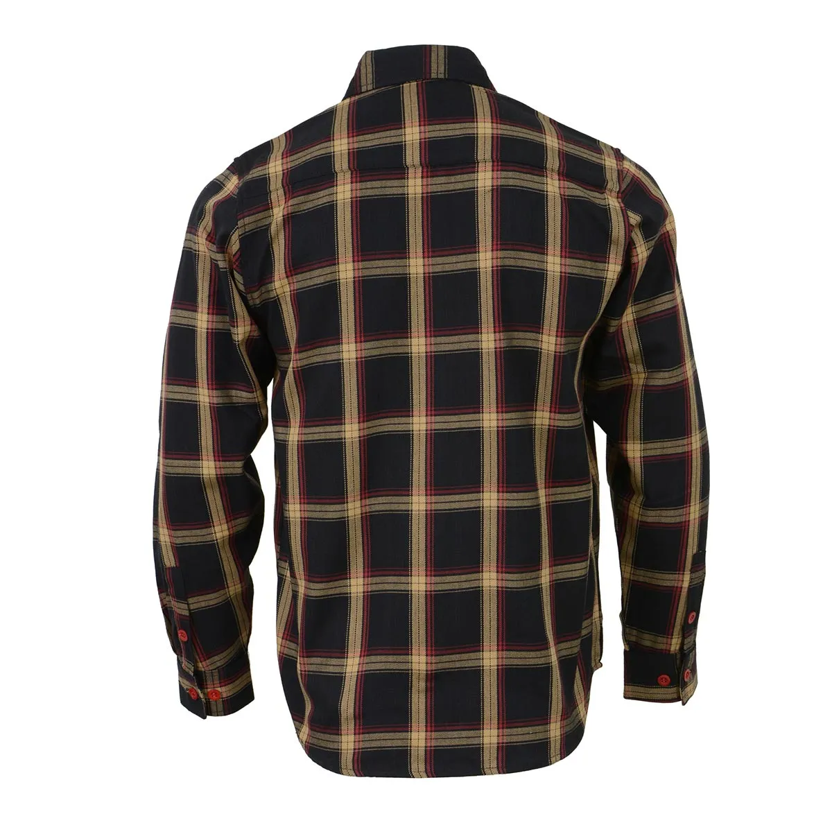 Milwaukee Leather MNG11669 Men's Black and Yellow with Red Long Sleeve Cotton Flannel Shirt