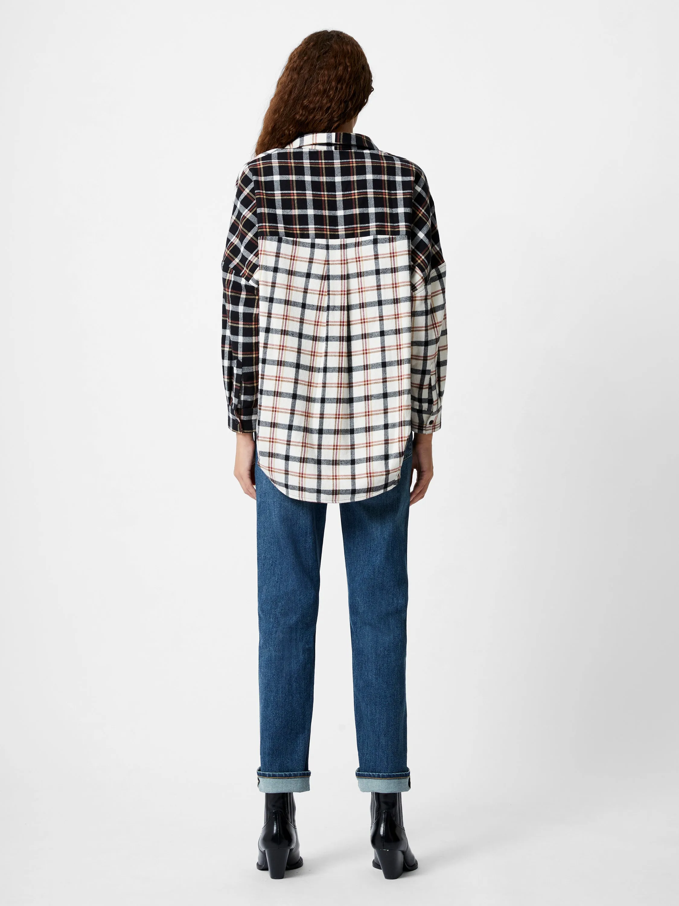 Mixed Flannel Check Popover Shirt