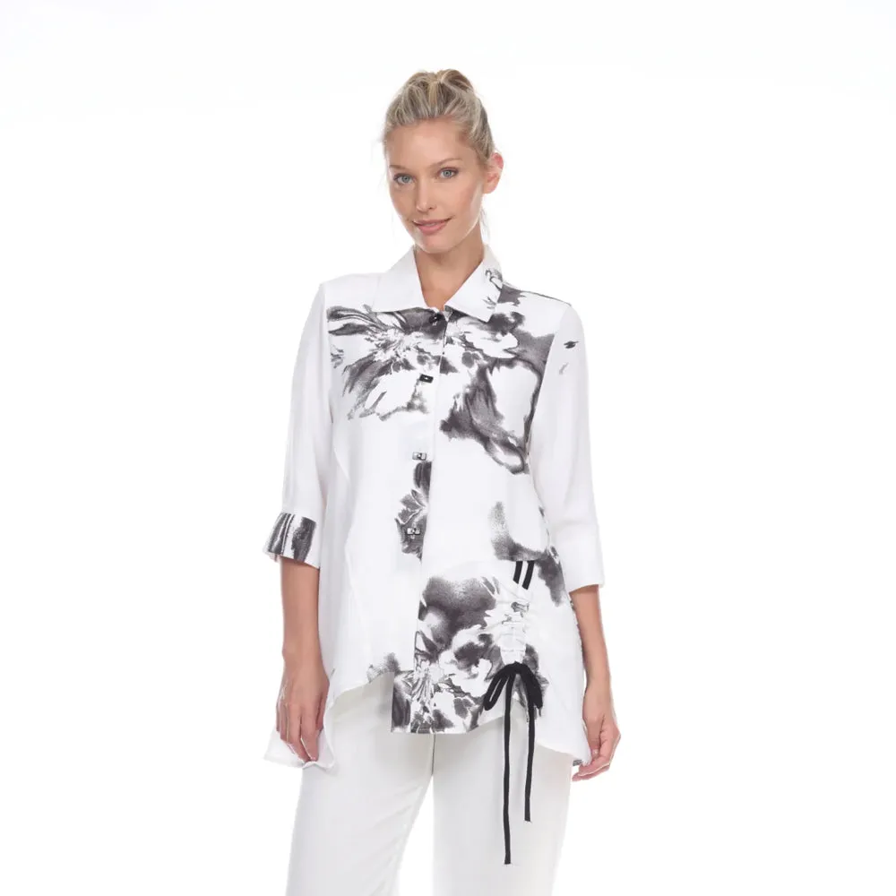 Moonlight Asian Inspired Print Blouse - 2782 - Sizes S & L Only!