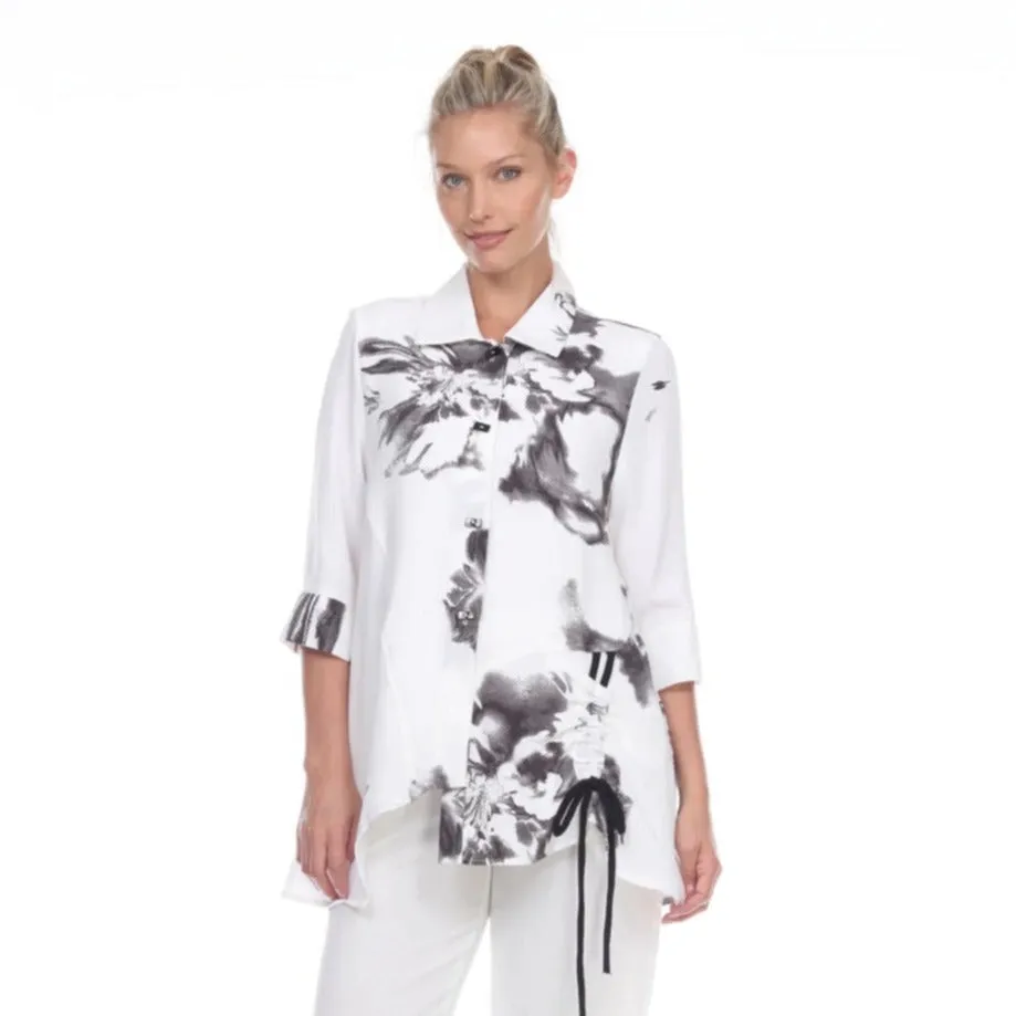 Moonlight Asian Inspired Print Blouse - 2782 - Sizes S & L Only!