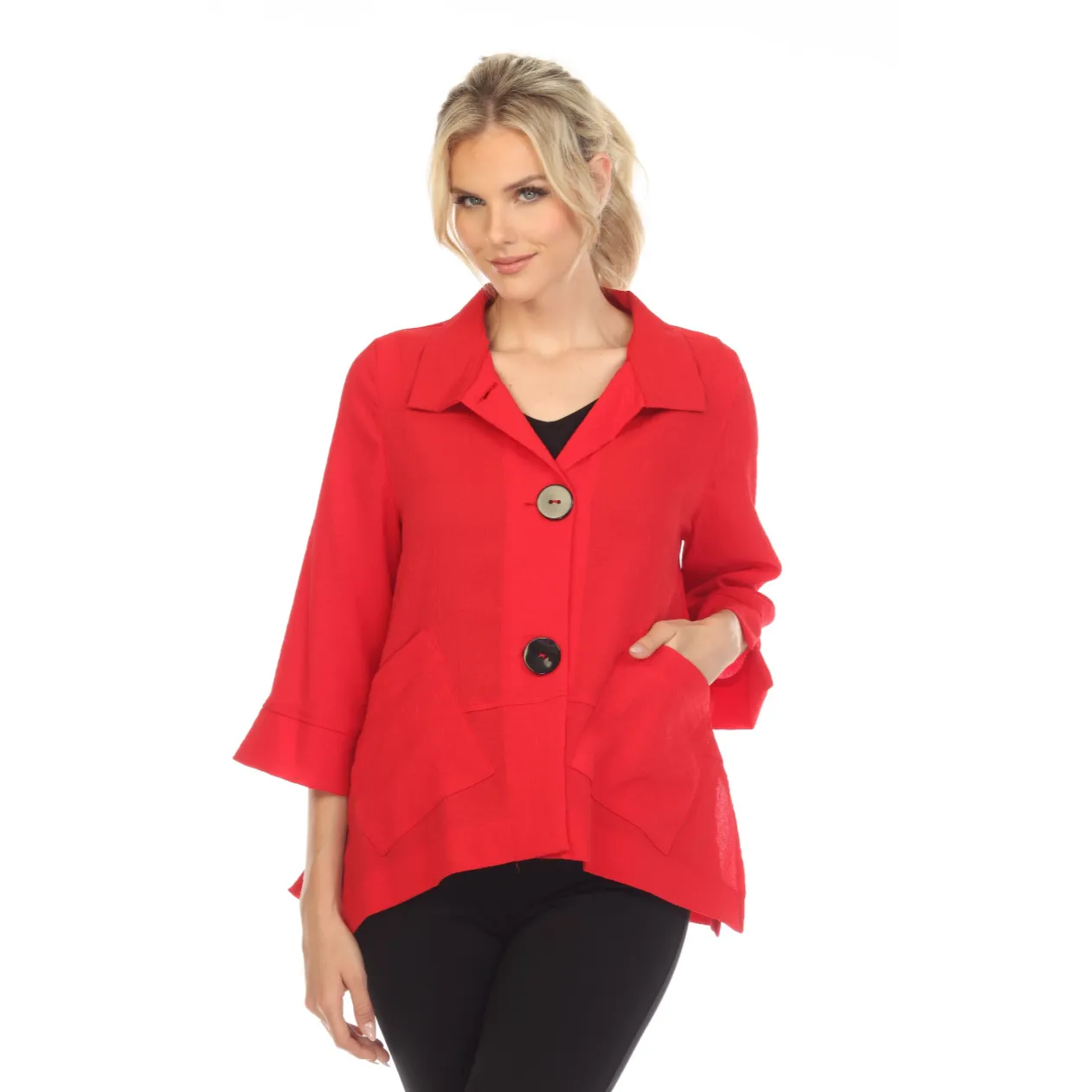 Moonlight Short Button Front Jacket in Red - 2813