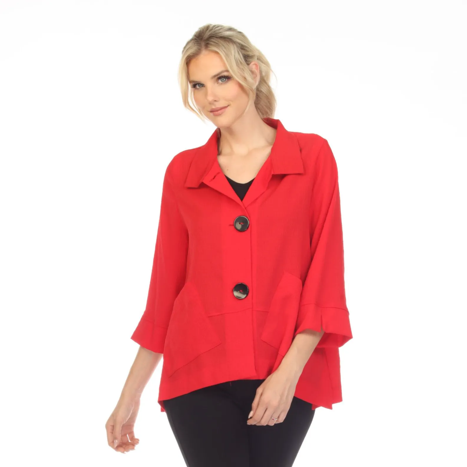 Moonlight Short Button Front Jacket in Red - 2813