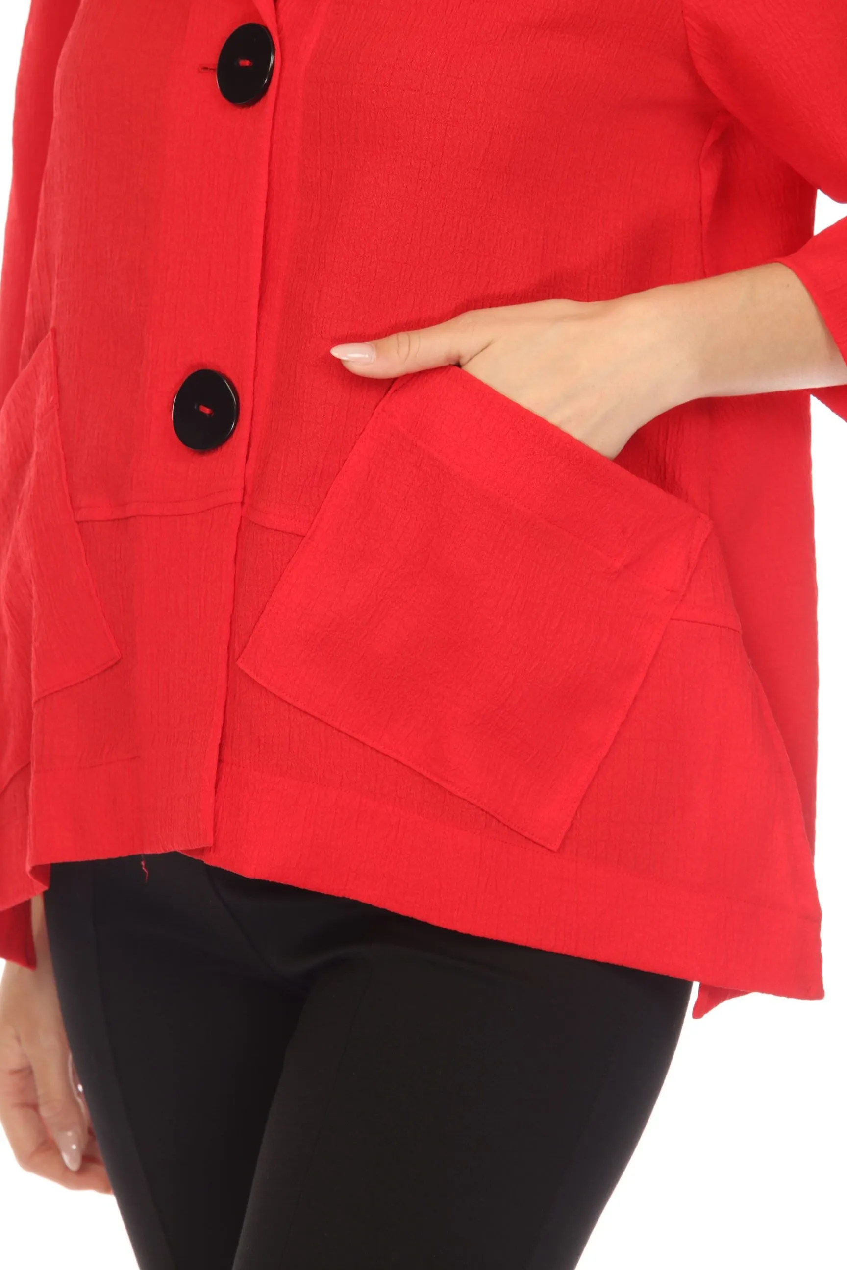 Moonlight Short Button Front Jacket in Red - 2813