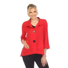 Moonlight Short Button Front Jacket in Red - 2813