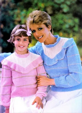 Mother & Daughter Knitted Sweater Pattern,  Matching Jumpers, Digital Pattern