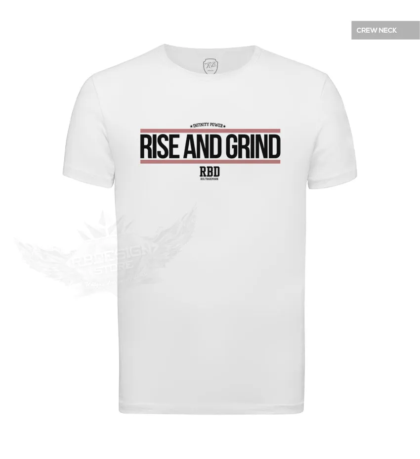 Muscle Mens White T-shirt Rise and Grind MD905