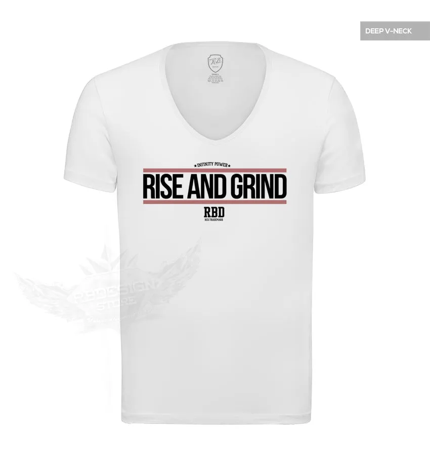 Muscle Mens White T-shirt Rise and Grind MD905