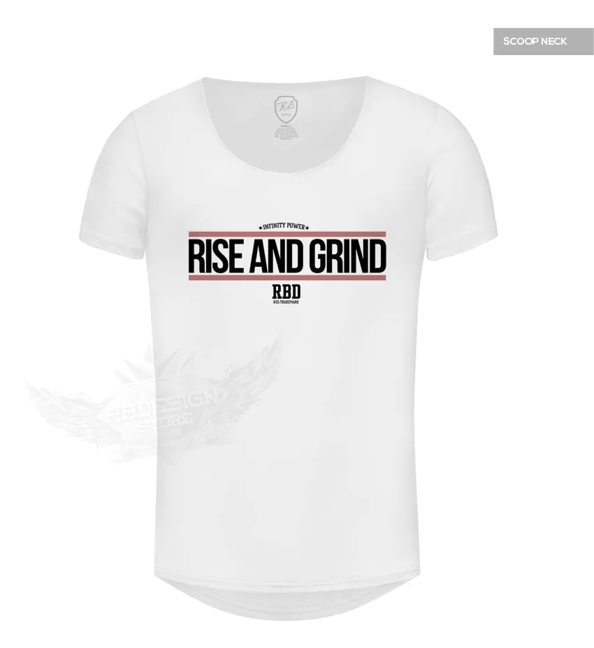 Muscle Mens White T-shirt Rise and Grind MD905