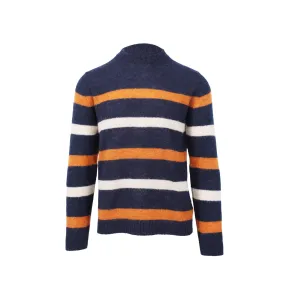 Navy Orange & Creme Striped Sweater