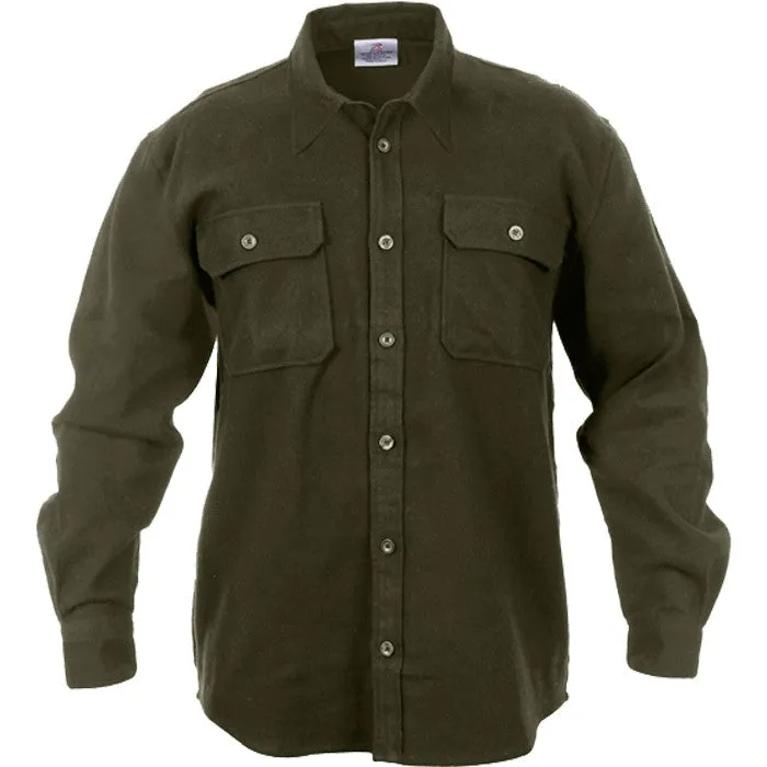 Olive Drab - Heavy Weight Solid Flannel Shirt