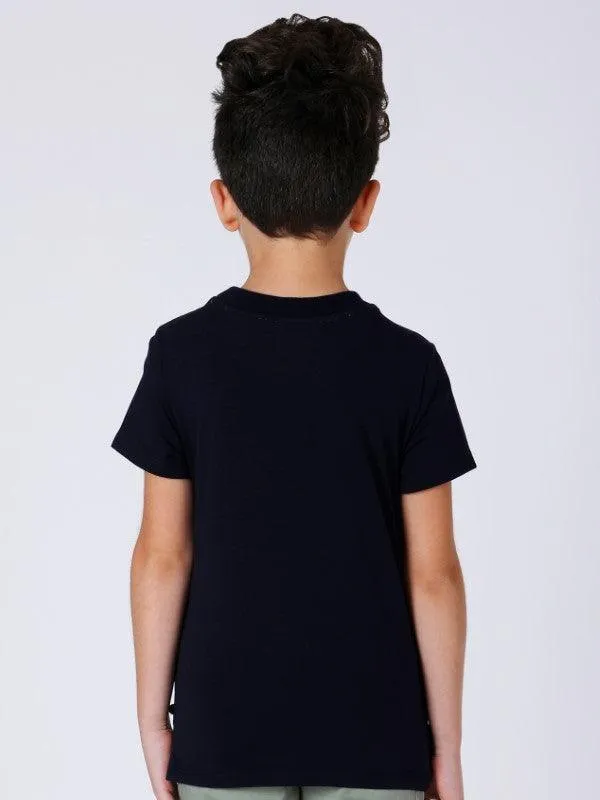 One Friday Navy Blue Solid T-shirt