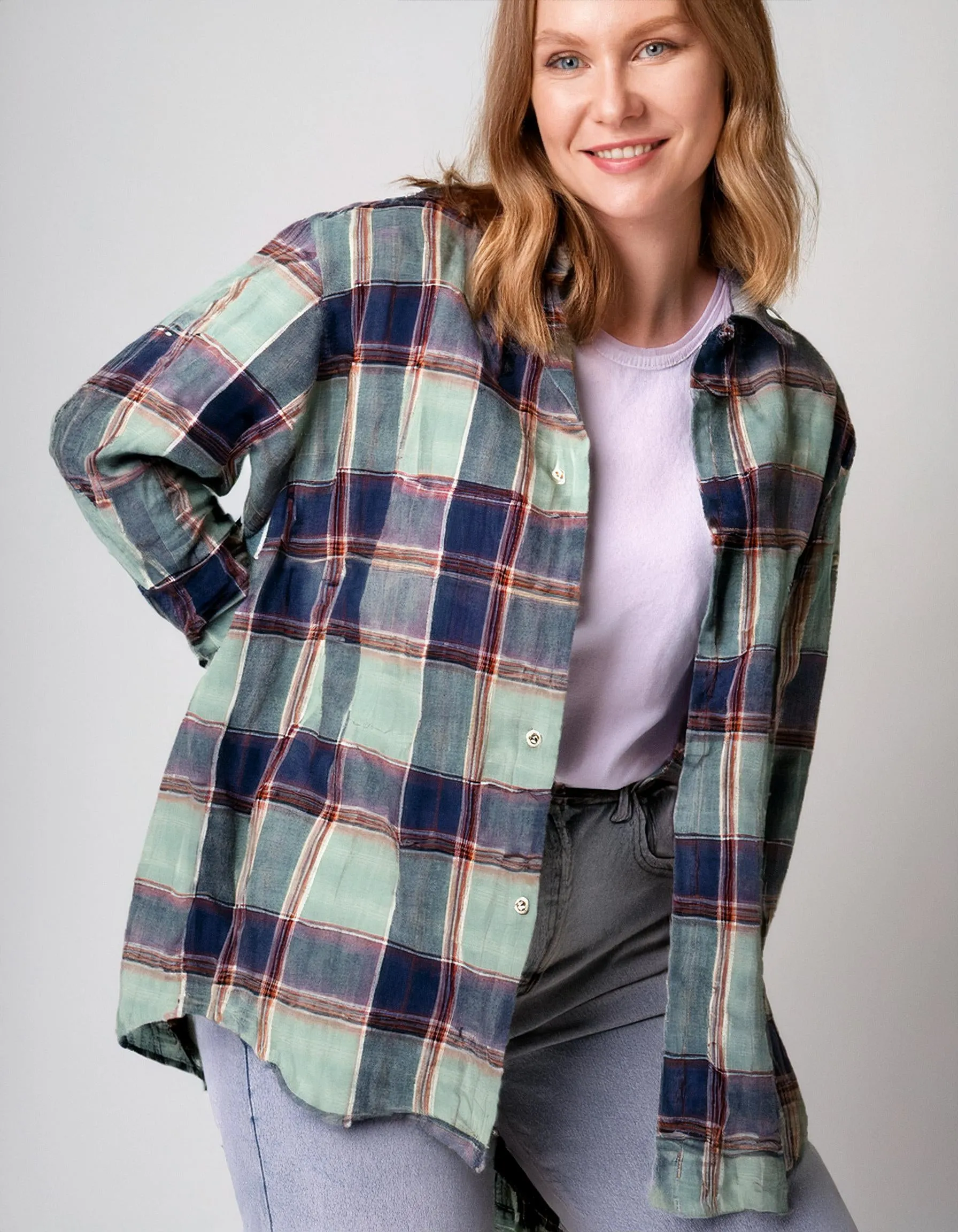 Pastel Plaid Flannel Shirt