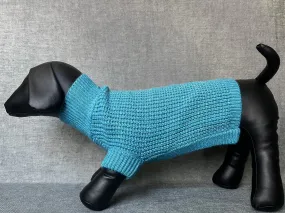 Paws Turtle Neck Denim Like Texture Yarn Knitted Sweater