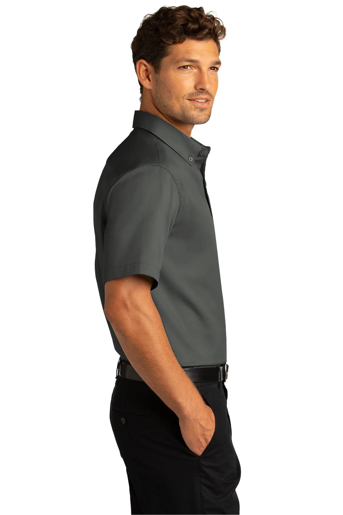 Port Authority® Short Sleeve SuperPro React™ Twill Shirt - Storm Grey