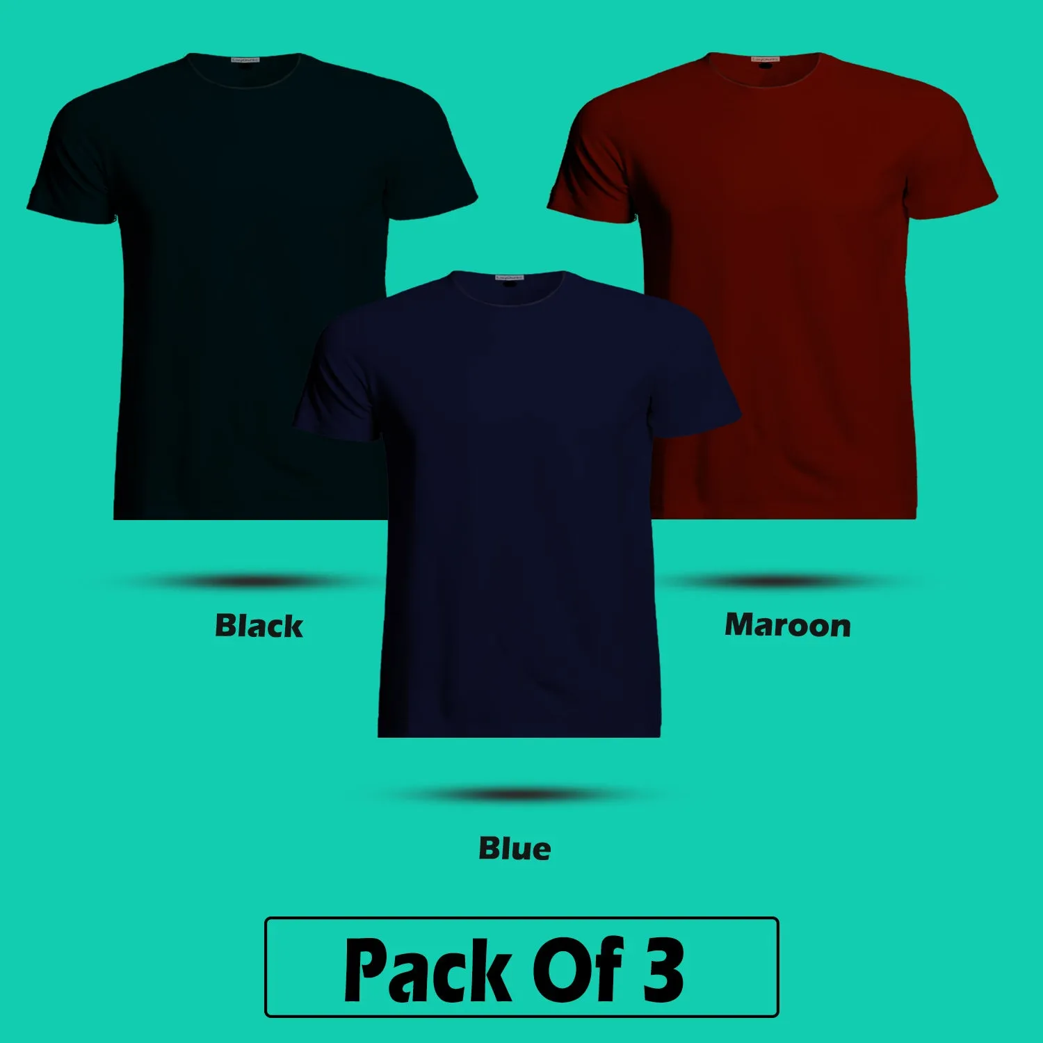 Regular Fit Men's Cotton Half Sleeve Round Neck Plain T Shirt Combo (Pack Of 03) By LazyChunks