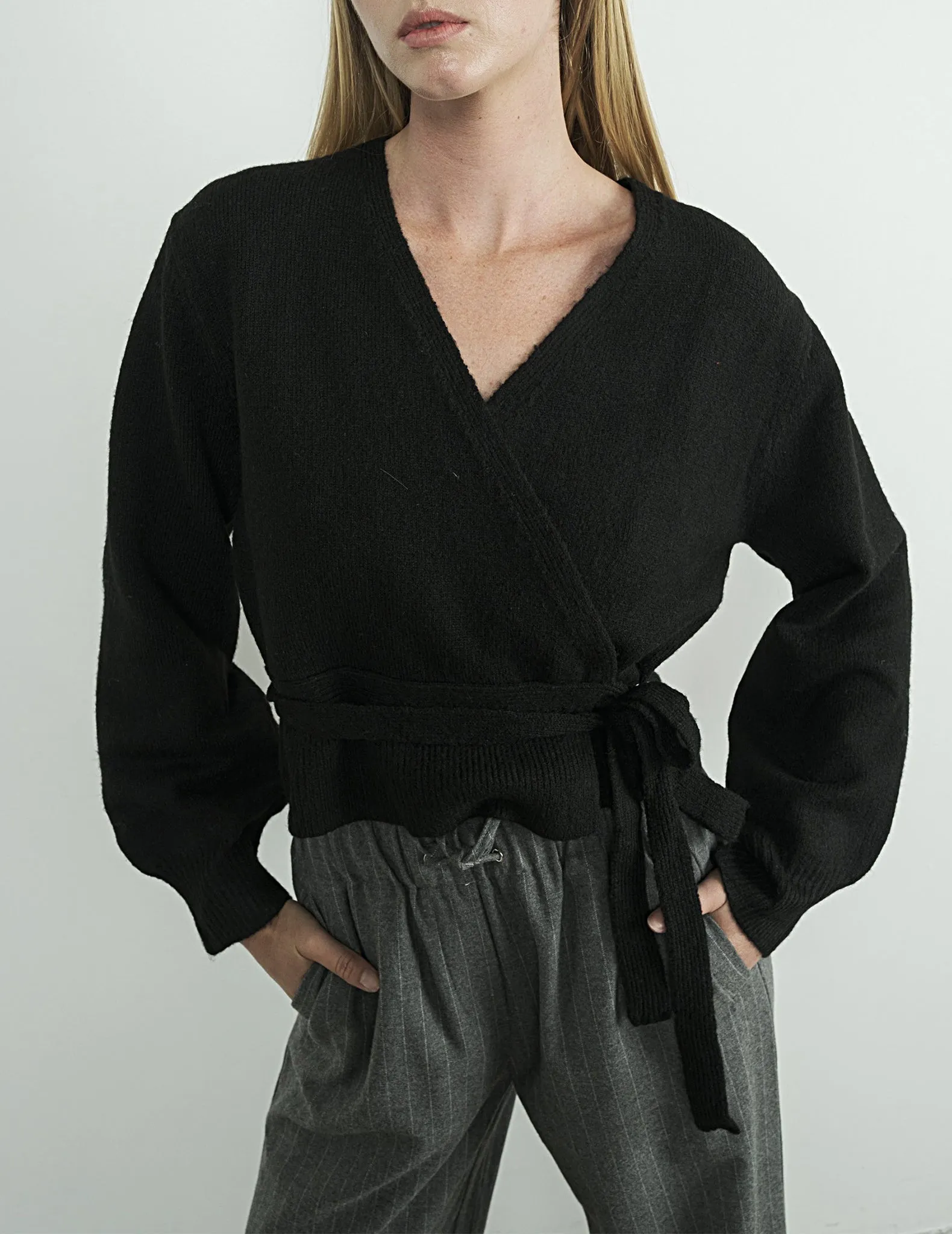 Reya Black Wrap Sweater