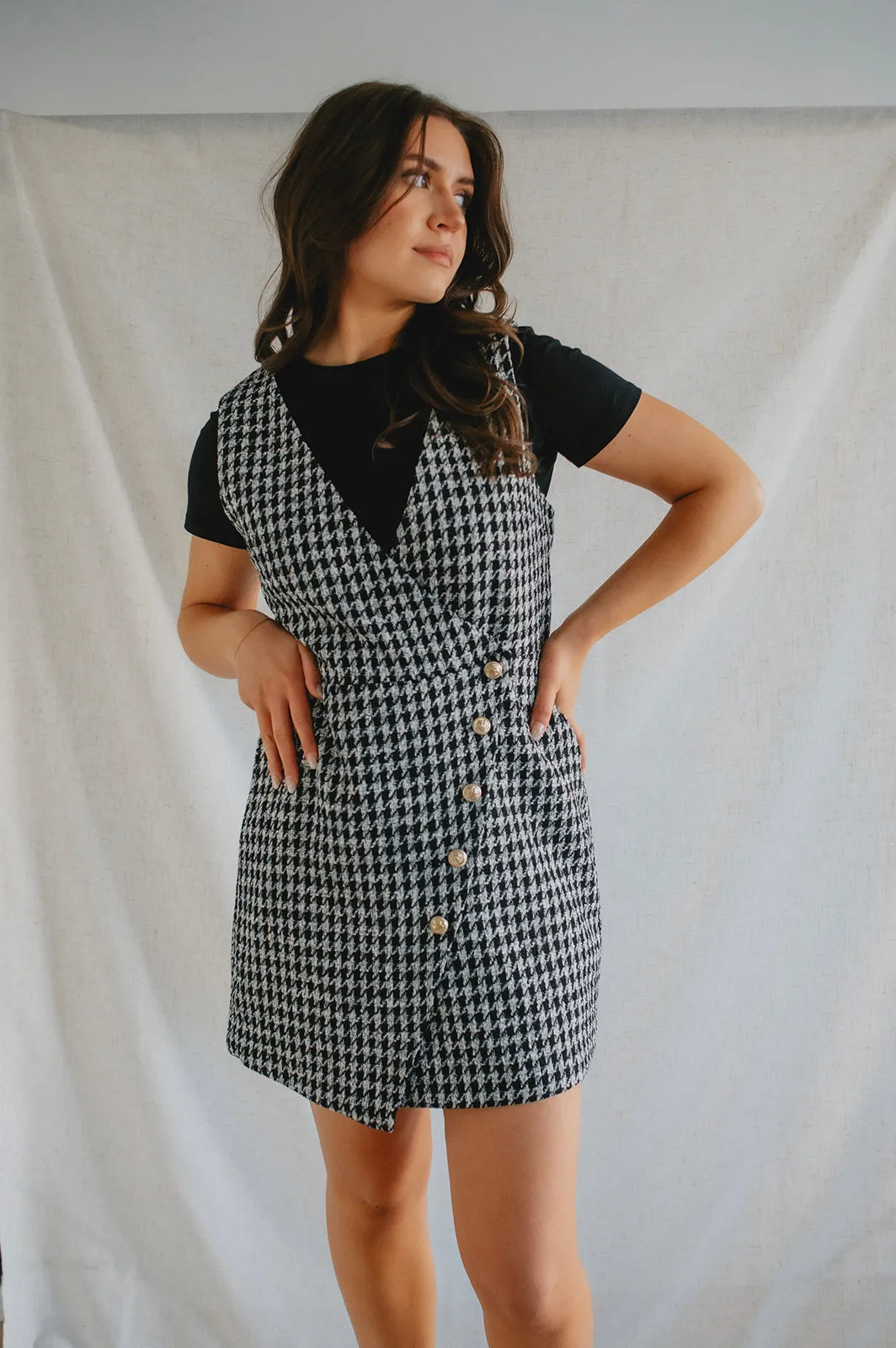 The Dogtooth Pinafore Mini Dress