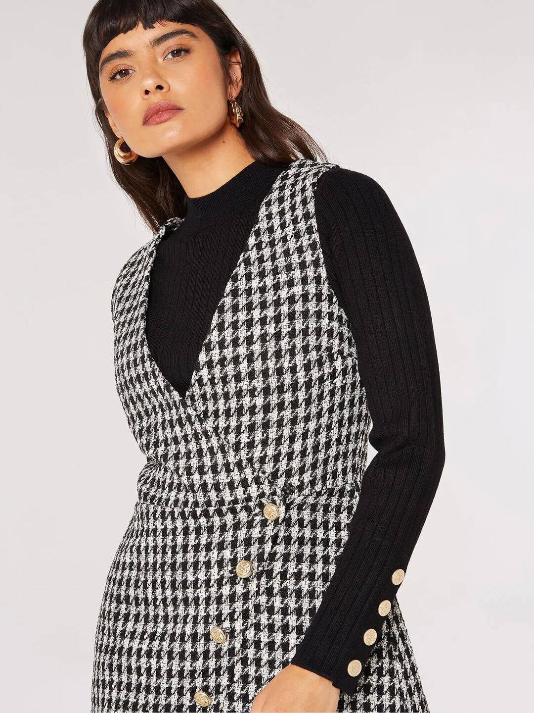 The Dogtooth Pinafore Mini Dress