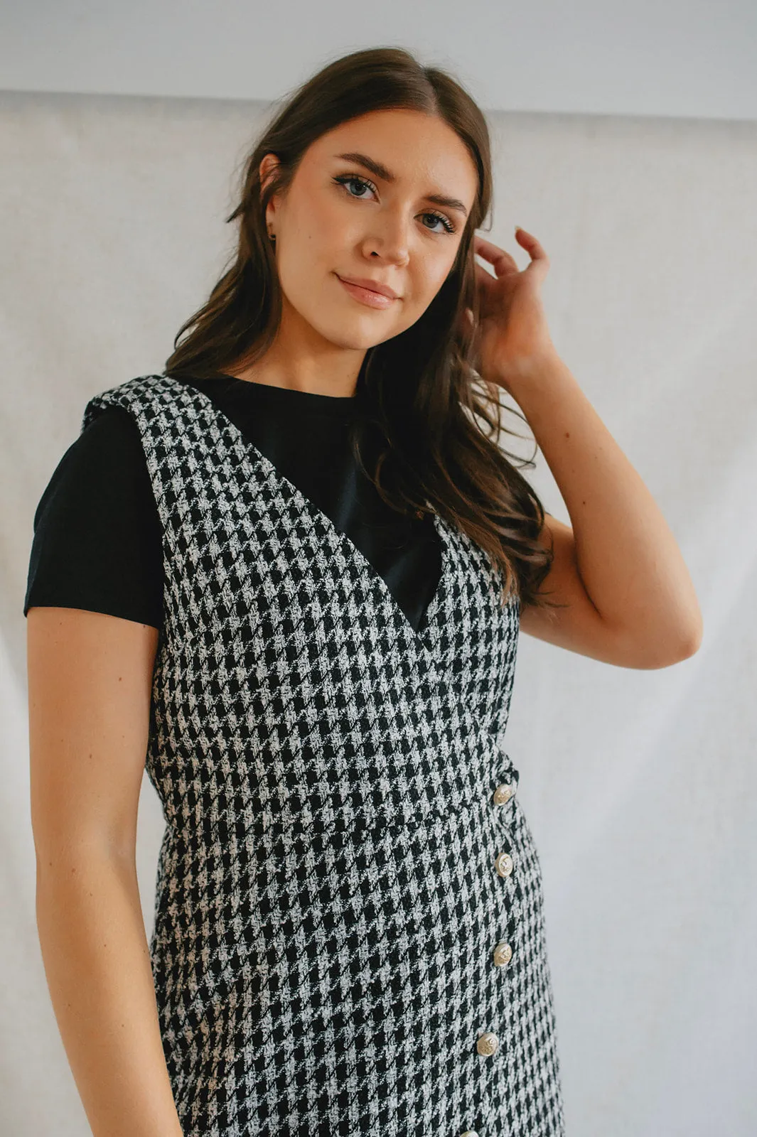 The Dogtooth Pinafore Mini Dress