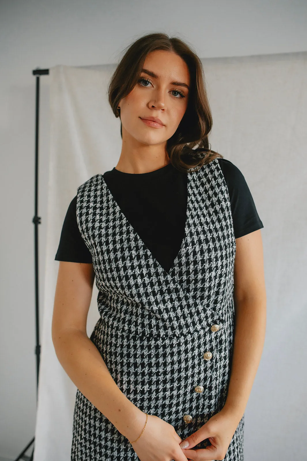 The Dogtooth Pinafore Mini Dress