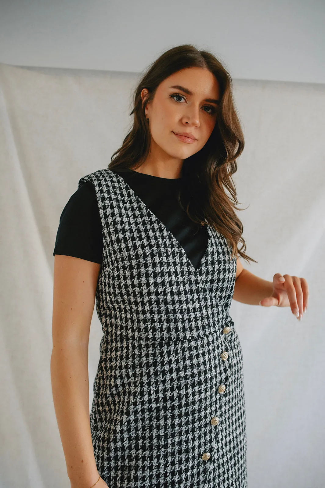 The Dogtooth Pinafore Mini Dress