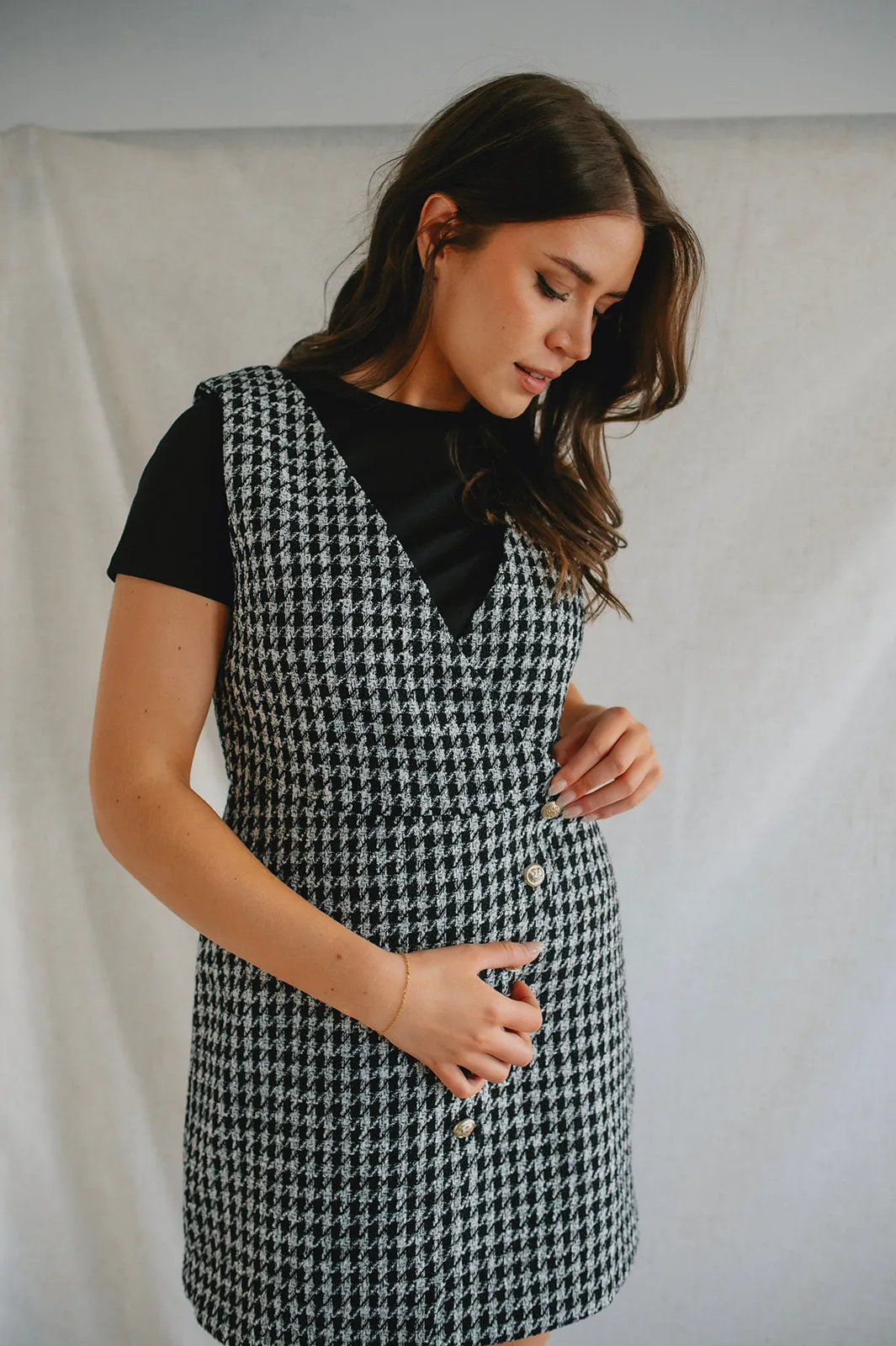 The Dogtooth Pinafore Mini Dress