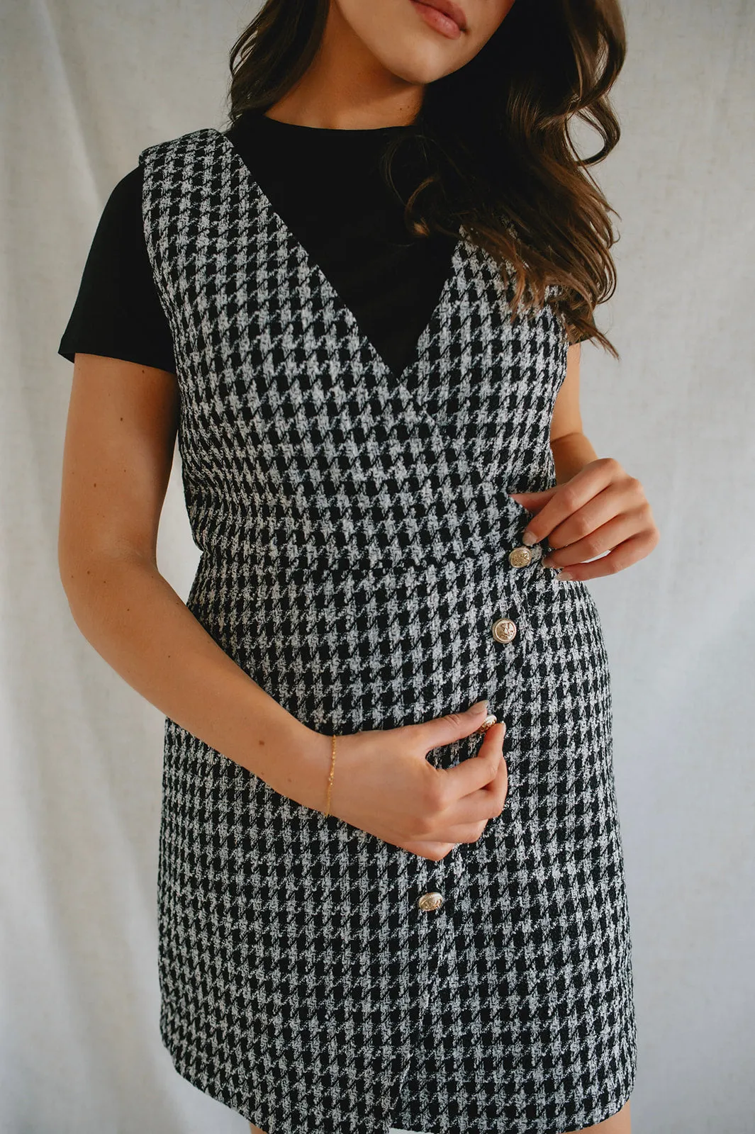 The Dogtooth Pinafore Mini Dress