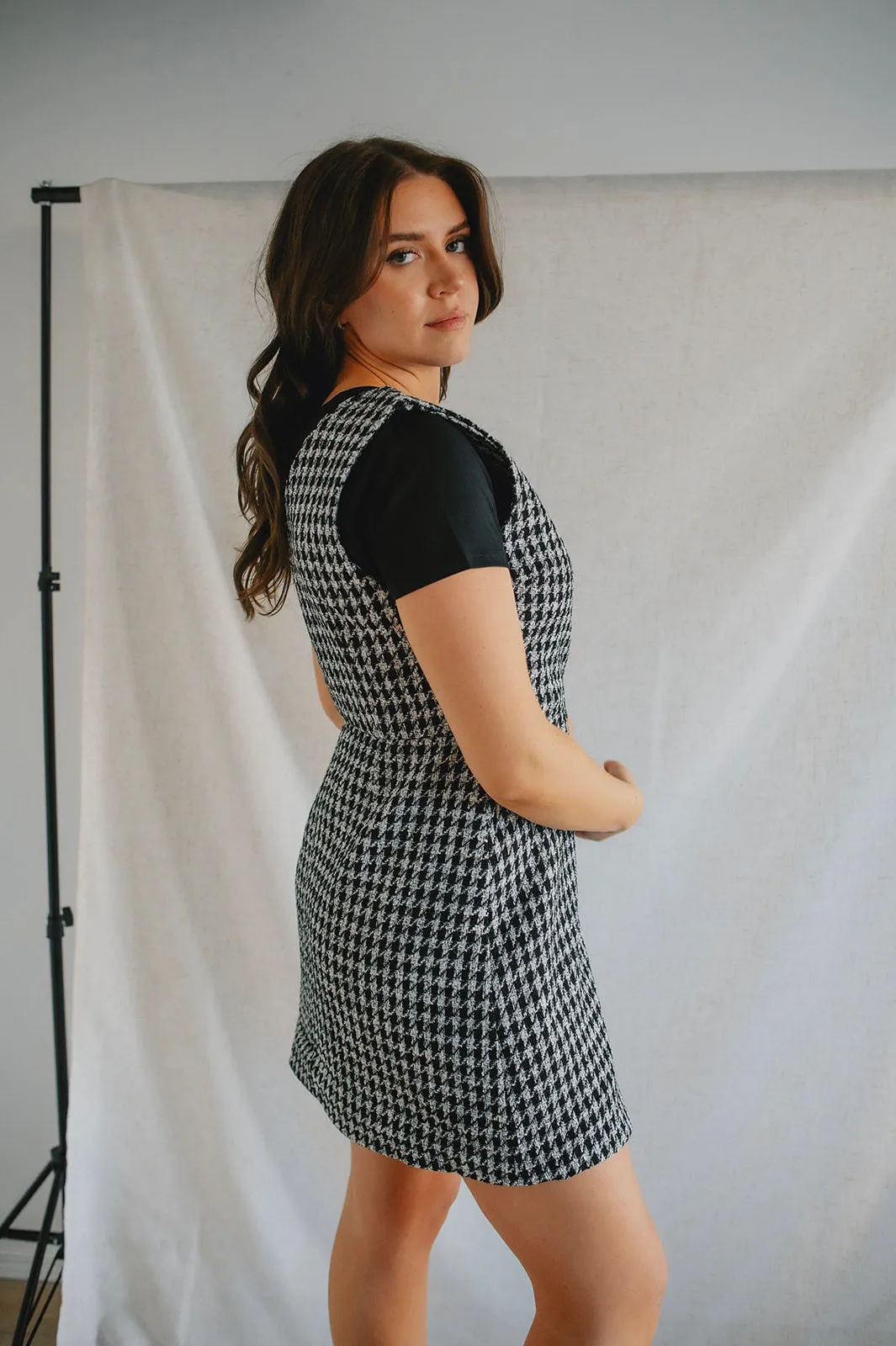 The Dogtooth Pinafore Mini Dress